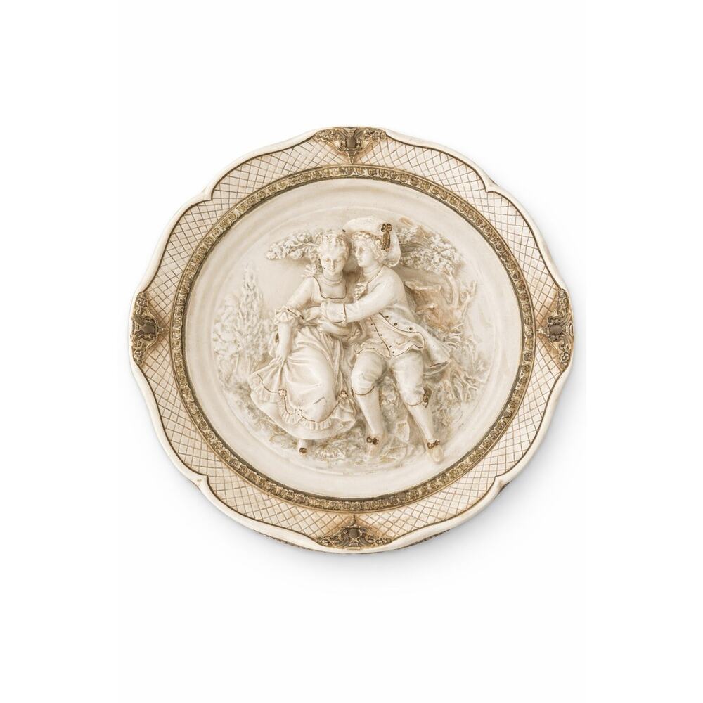 Alexander Backer Vintage Wall Plaque Romantic Couple Relief French Style Charger